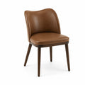 Silla de piel sintética marrón con patas de madera 85 cm