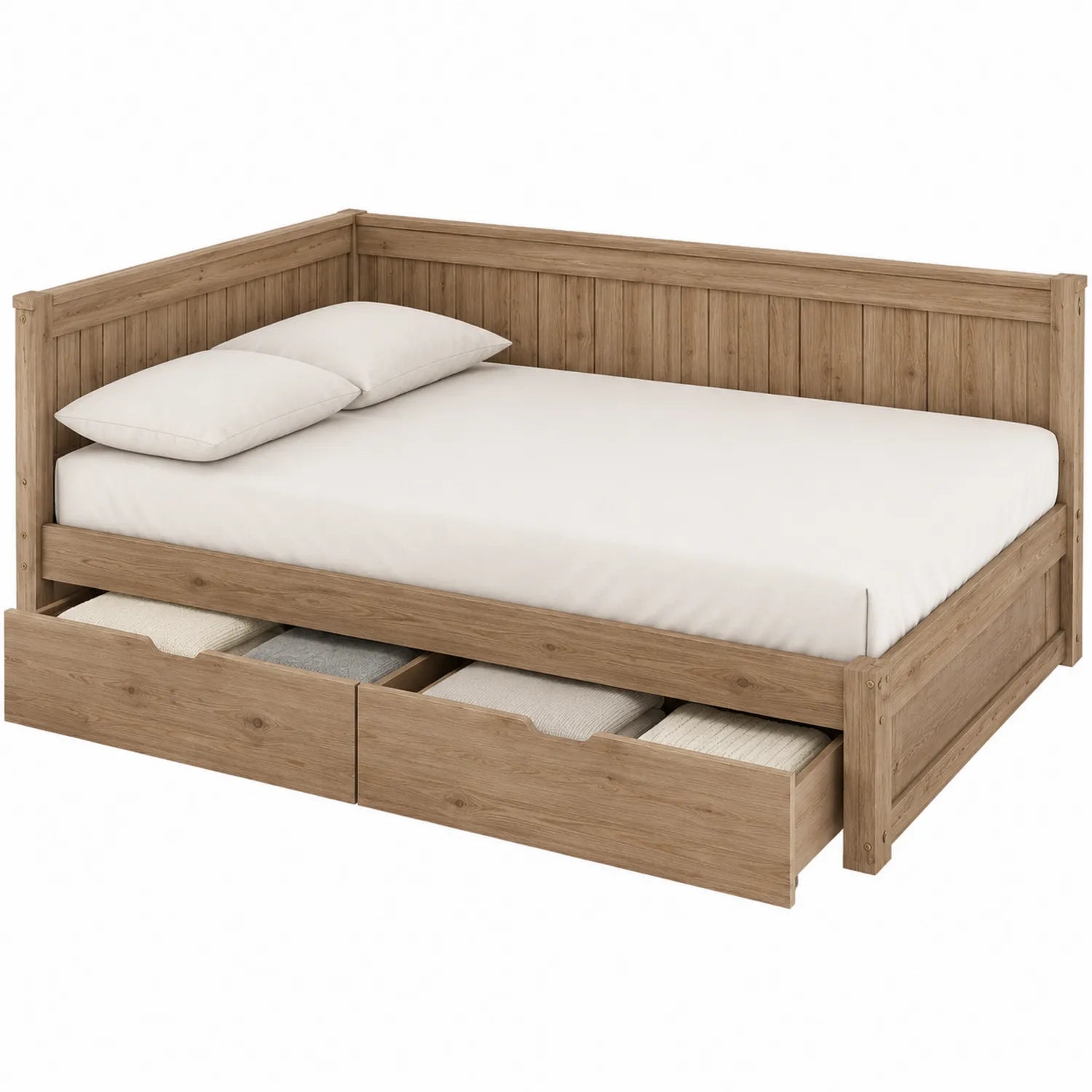 Cama nido de madera de roble con cajones 200x90 cm