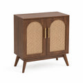 Aparador de madera y ratán con puertas 80x40x90 cm