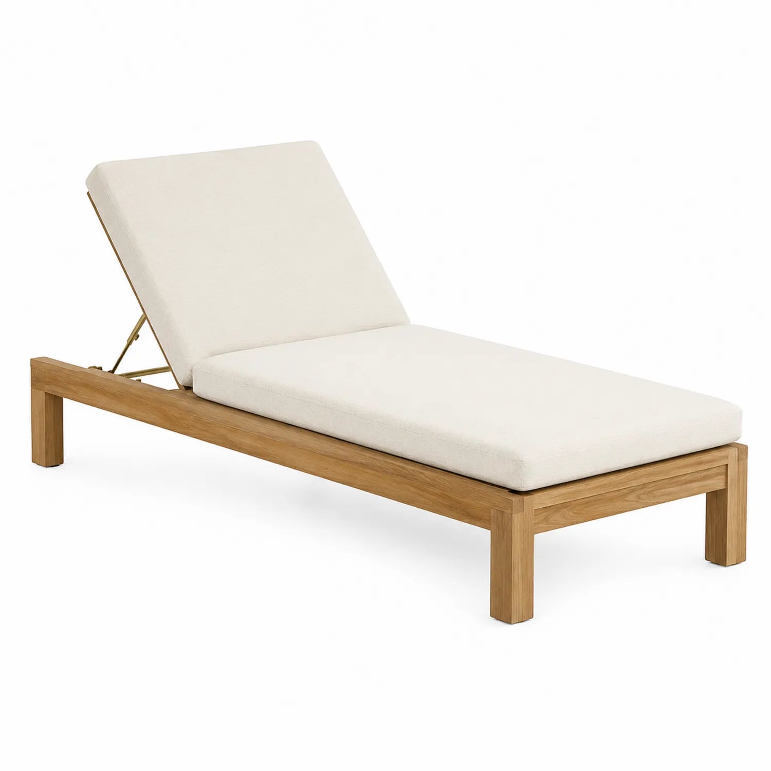 Tumbona de Madera de Teca con Cojines Ajustables Beige 200x65x35 cm