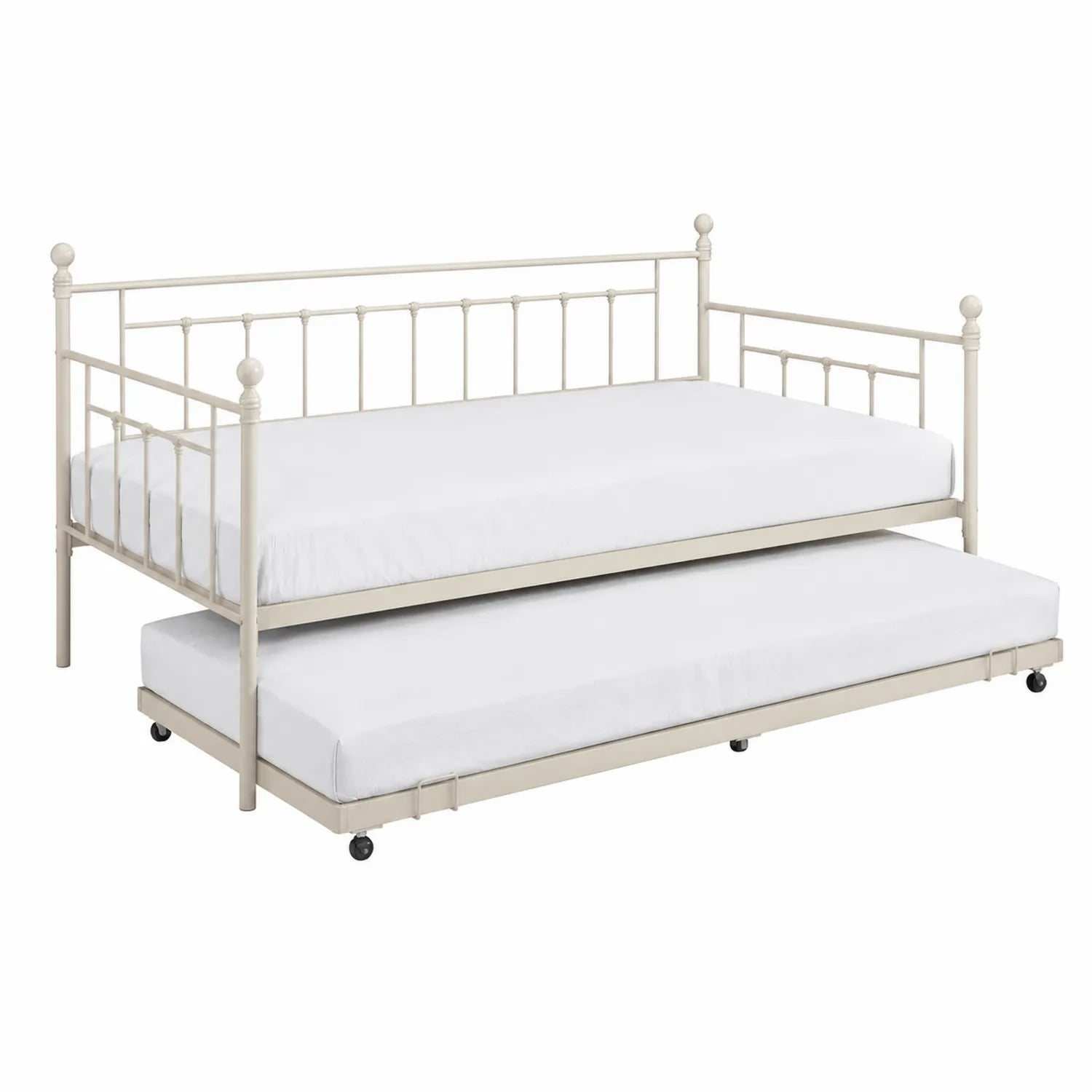 Cama nido de metal crema con cama extraíble