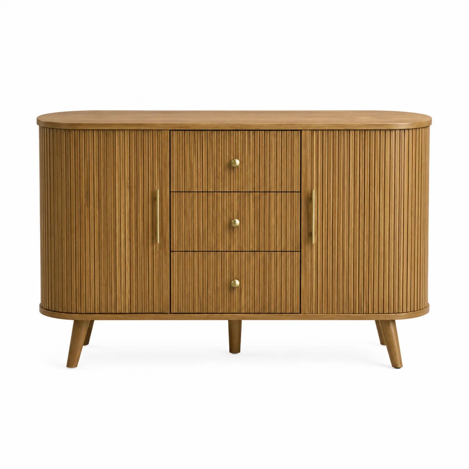 Aparador de madera con tres cajones y dos puertas color Natural 120x40x80 cm